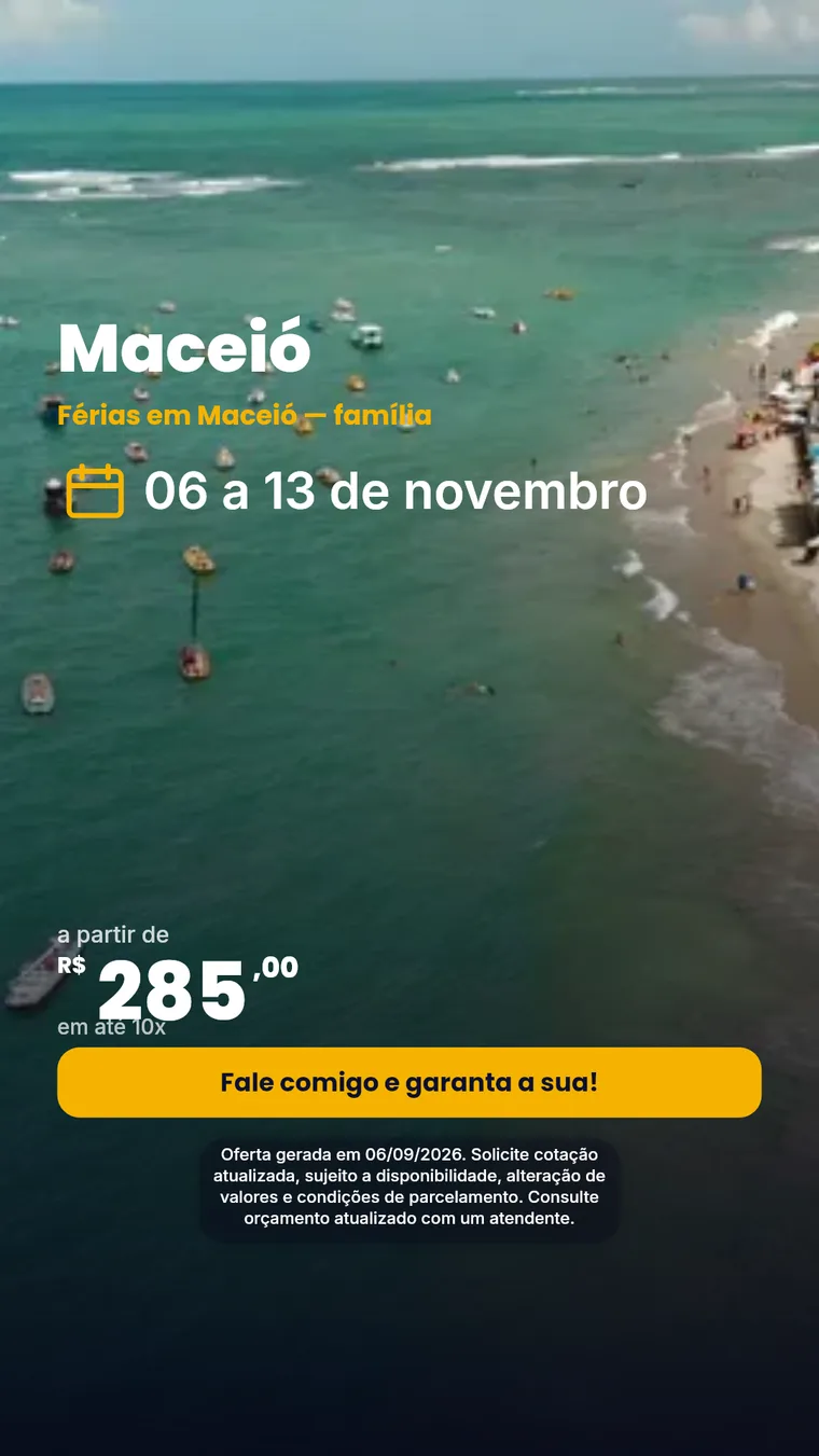 Banner de divulgação da viagem para Maceió, gerado pelo motor real de banners do Clube